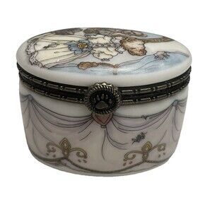 Boyds Bear Porcelain Hinged Trinket Treasure Keepsake Box 2"h Jewelry Box